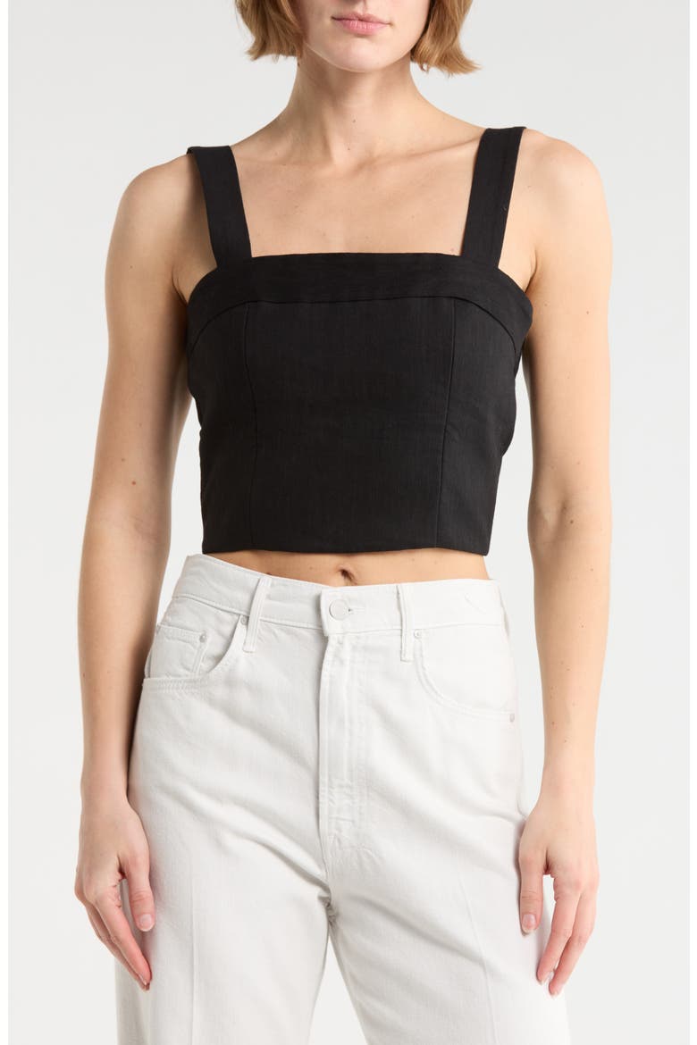 Natalia Lace-Up Crop Top, Main, color, BLACK
