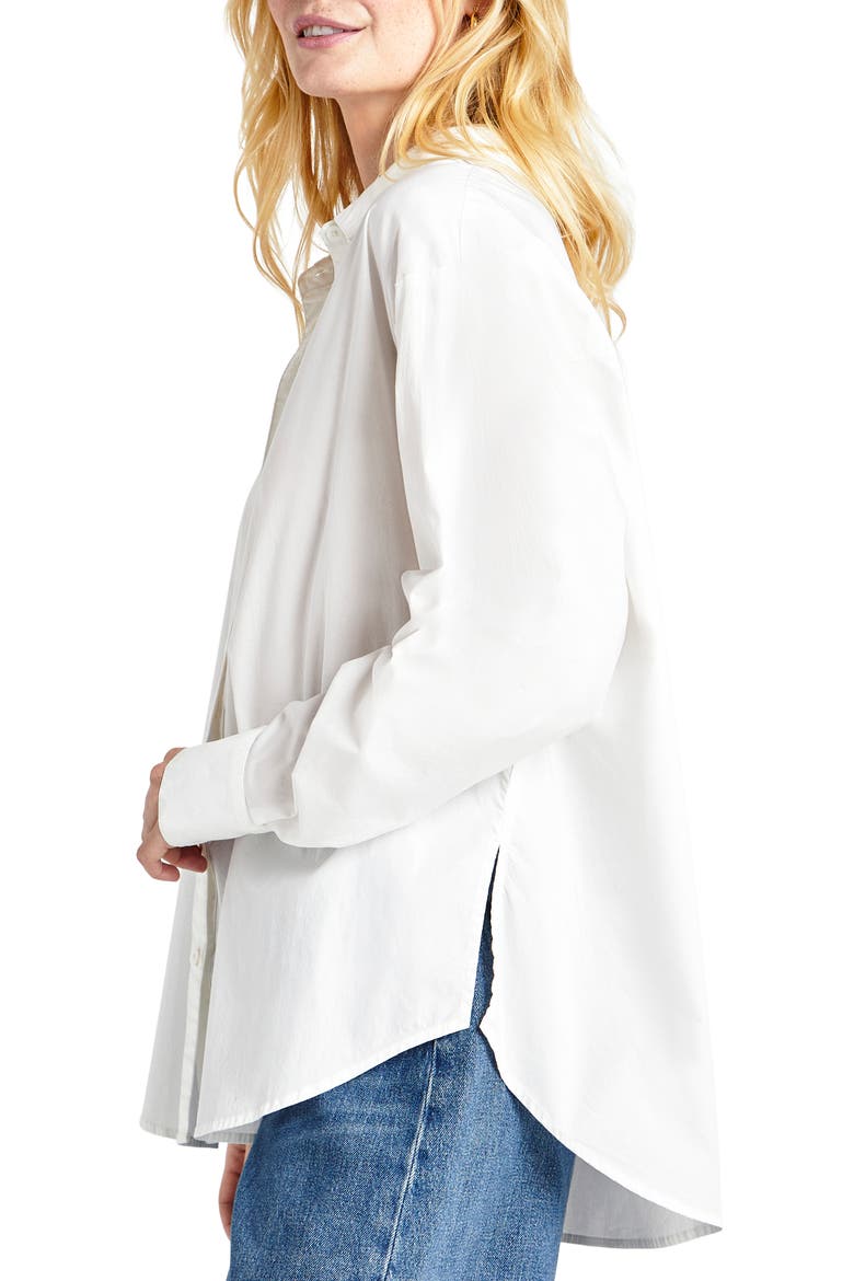 Avril Side Slit Button-Up Shirt, Alternate, color, WHITE