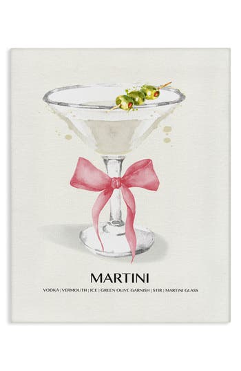 Stupell Industries Martini Bow Framed Canvas Wall Art In Pink