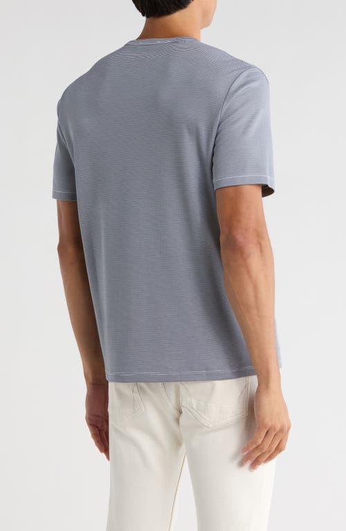 Vince Feeder Stripe Crewneck T-shirt In Blue