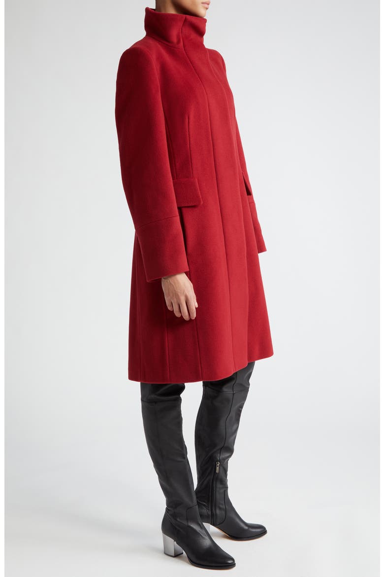 Stand Collar Wool Blend Fleece Coat, Alternate, color, 064 DARK RED
