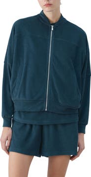 MANGO Cotton Blend Terry Bomber Jacket