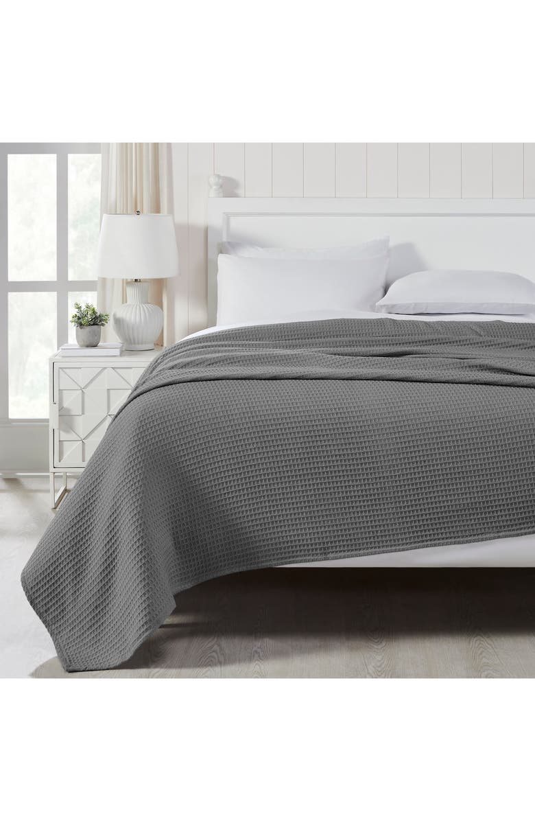 Modern Threads Cotton Waffle Blanket, Alternate, color, Dark Gray