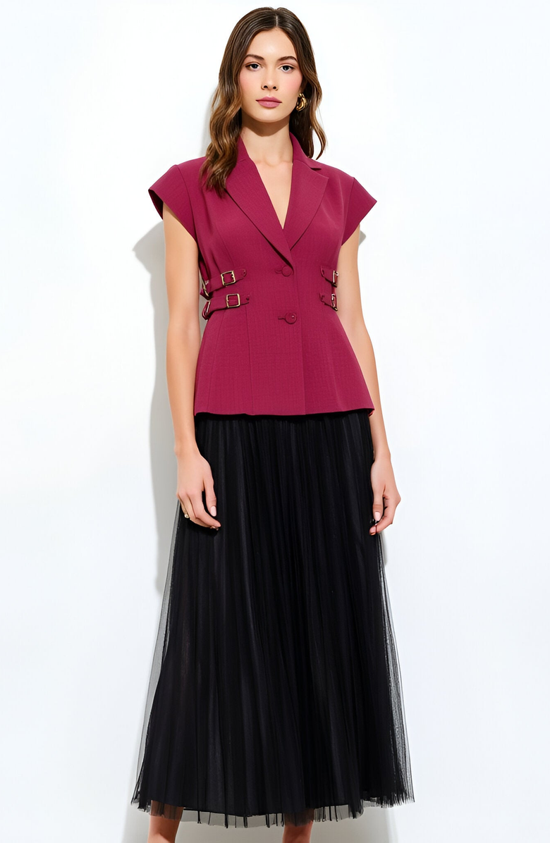 Modenaire Blazer Top with Side Buckle Detail, Alternate, color, 