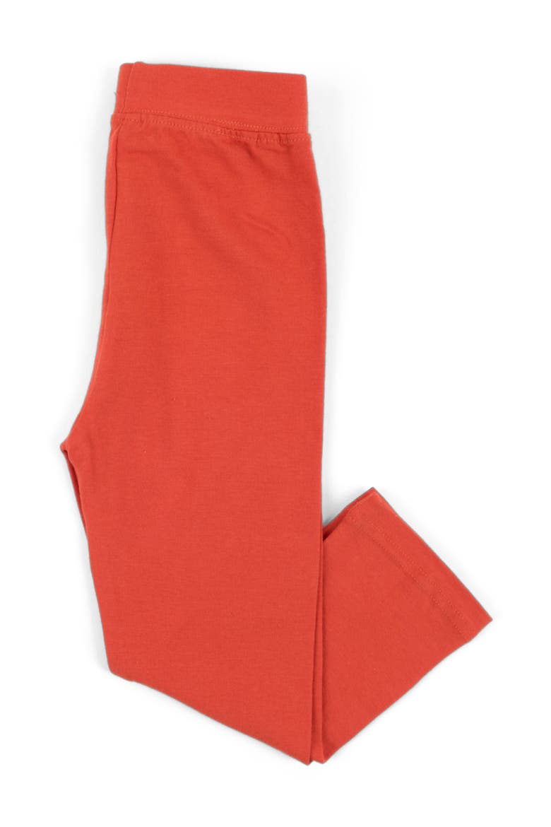 Girls Cotton Leggings, Solid Colors, Alternate, color, ORANGE