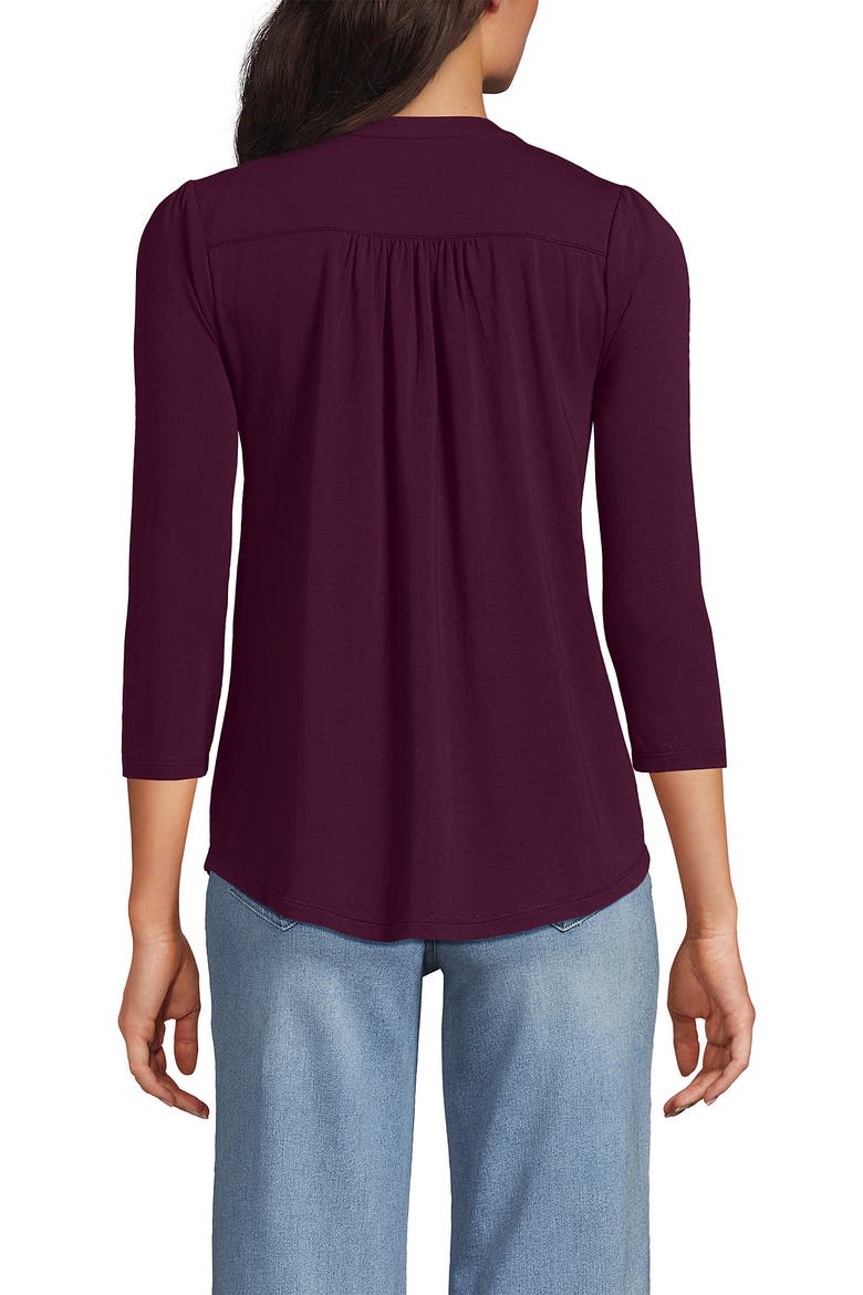 Plus Size 3/4 Sleeve Lightweight Jersey Embellished Top, Alternate, color, Vivid Plum