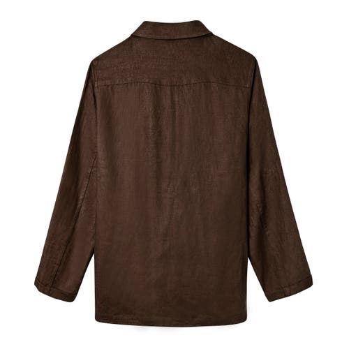 Tombolo Easy-going Jacket In Brown Linen