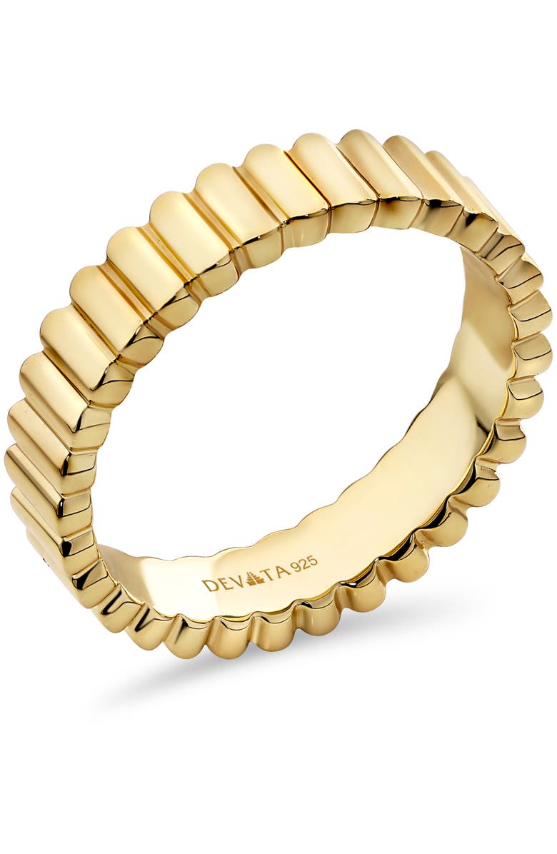DEVATA Ribbed Band Ring in Gold Plated Sterling Silver, Alternate, color, Yellow Gold