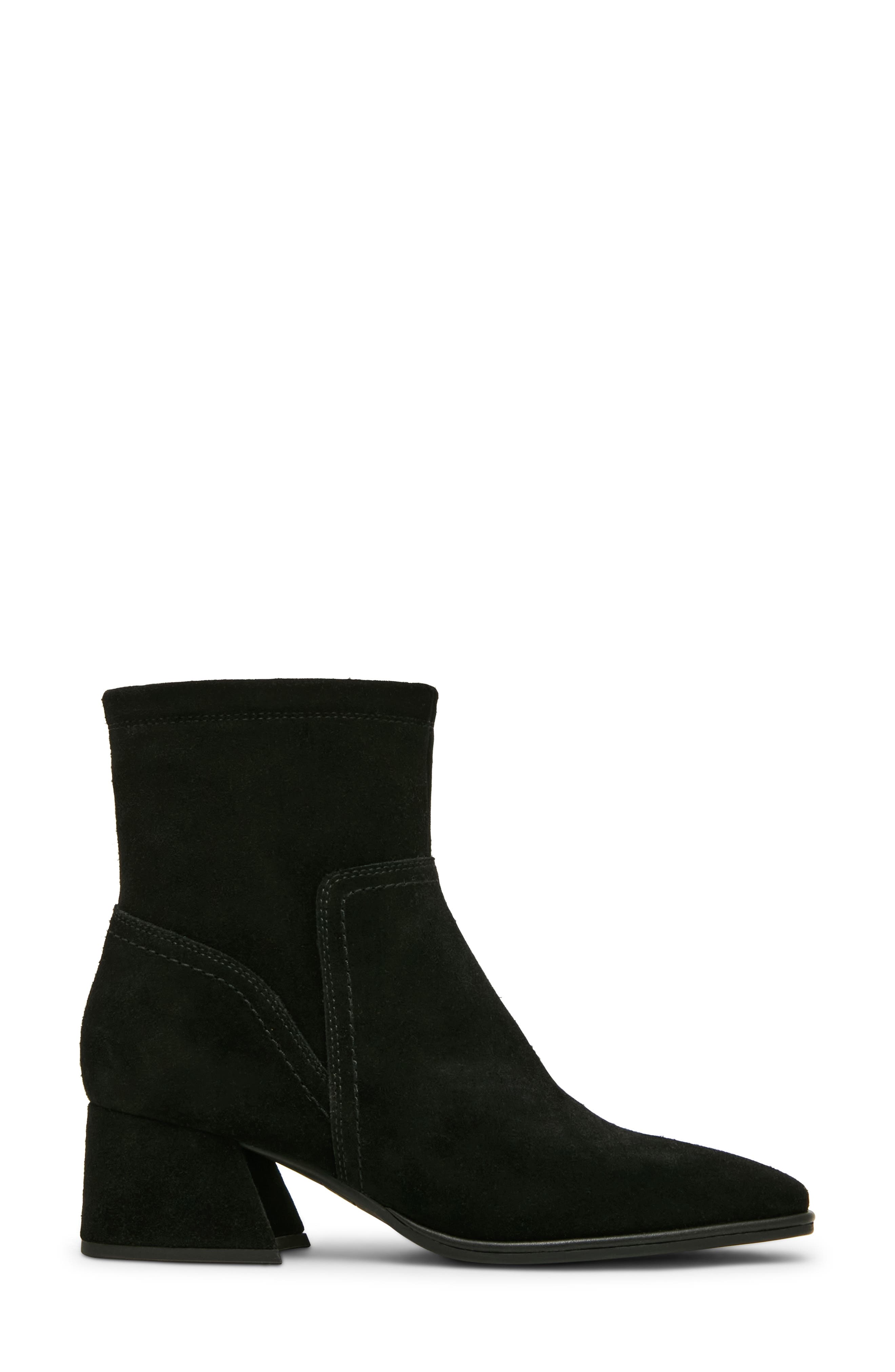 Marina Waterproof Stretch Suede Block Heel Bootie, Alternate, color, BLACK SUEDE
