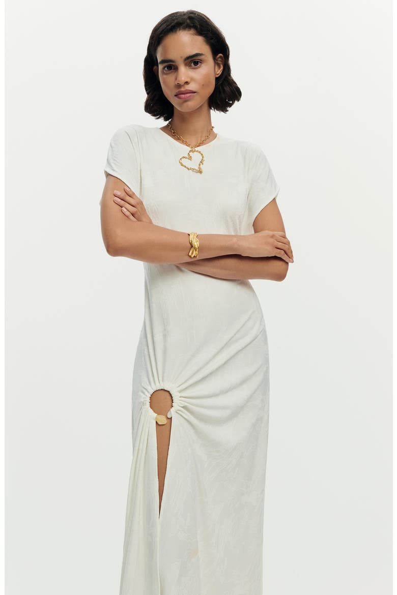 Asymmetric Short Sleeve Dress, Alternate, color, WHITE