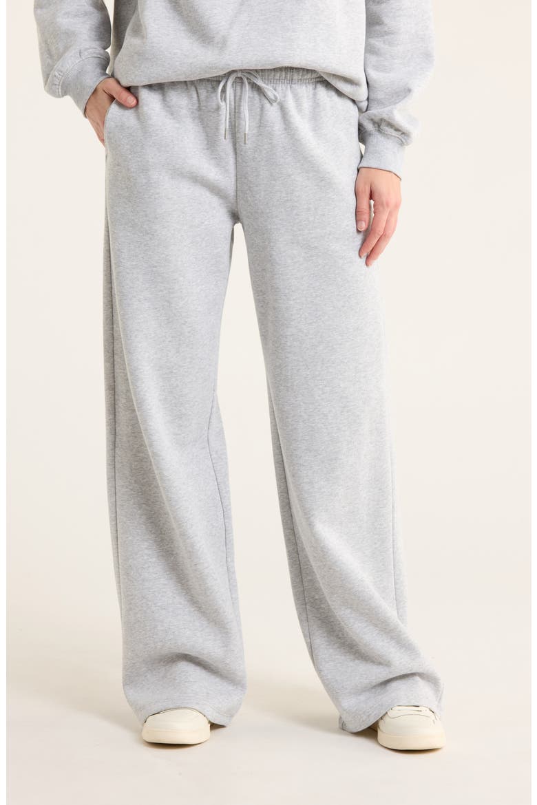 Fleece Wide Leg Pants, Main, color, GREY SOFT HEATHER