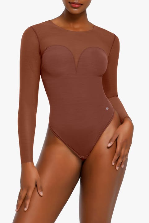 Sheer Mesh Sultry Date Night & Cocktail Long Sleeve Bodysuit