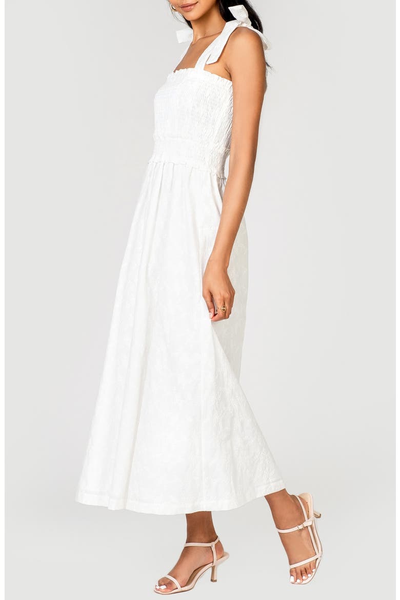 Angel in Disguise Smocked Tie Strap Dress, Alternate, color, WHITE
