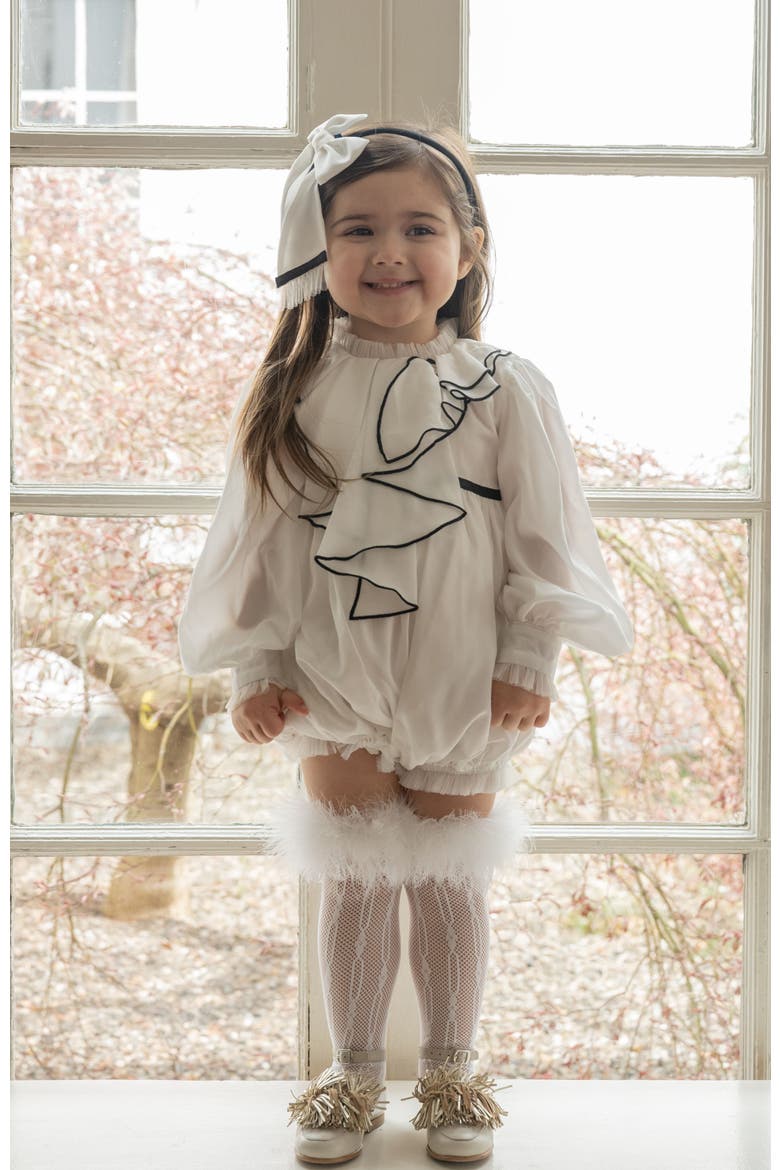 Gwen Romper with Ruffle Trim, Alternate, color, White and Black