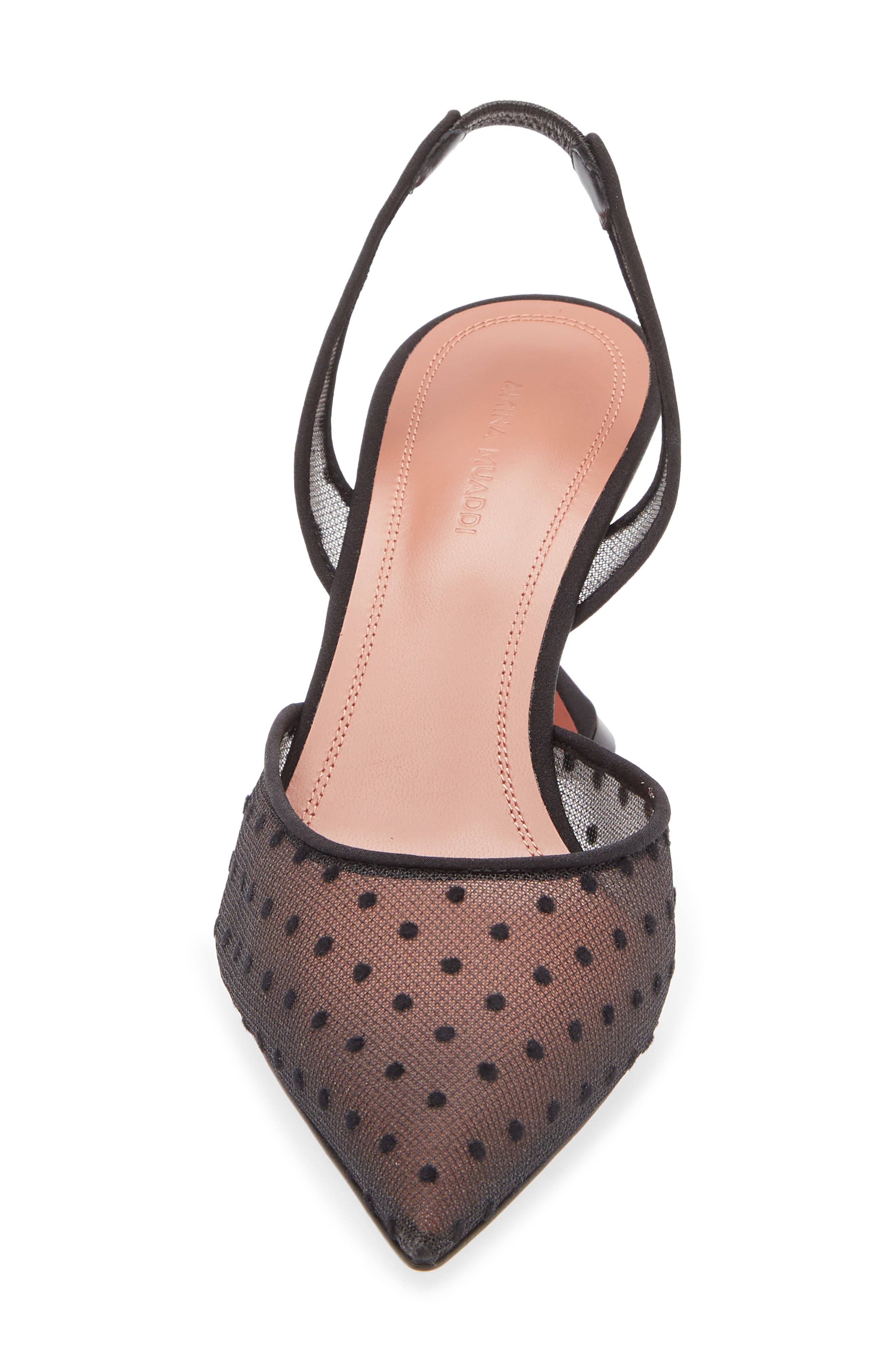 Amina Muaddi Holli Swiss Dot Slingback Pump, Alternate, color, Lace Black Polka Dot