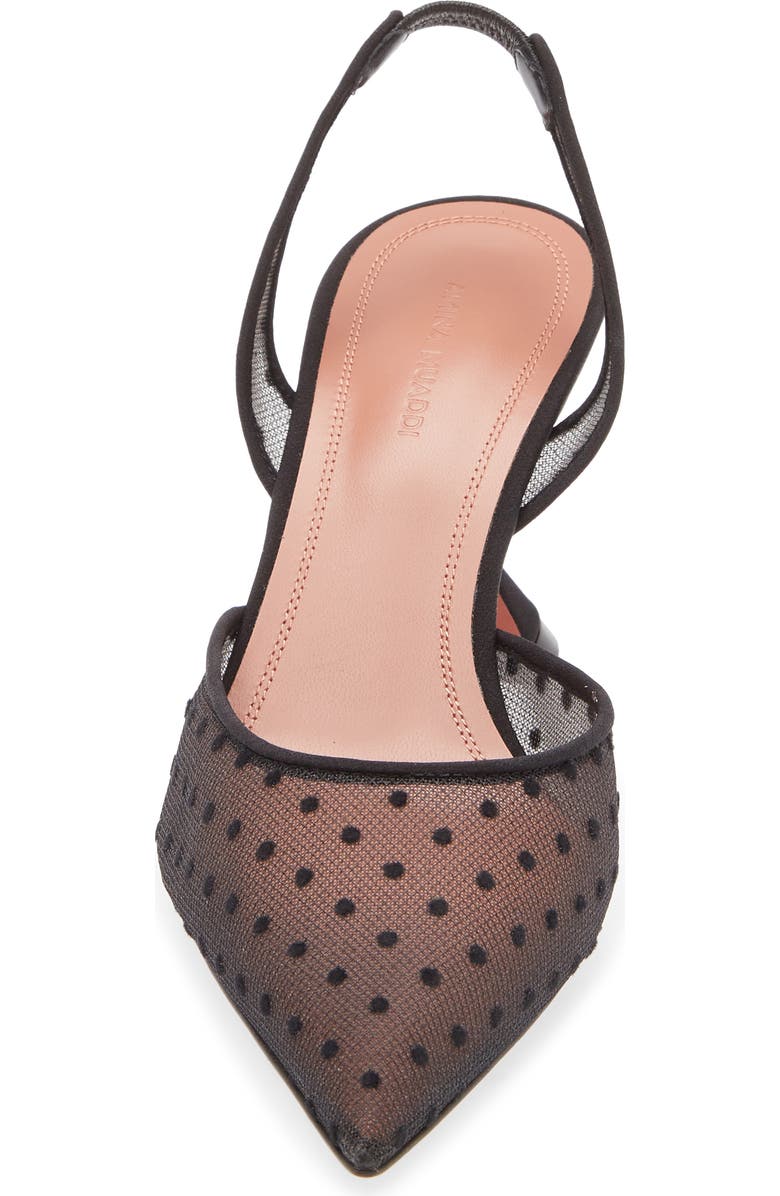 Amina Muaddi Holli Swiss Dot Slingback Pump, Alternate, color, Lace Black Polka Dot