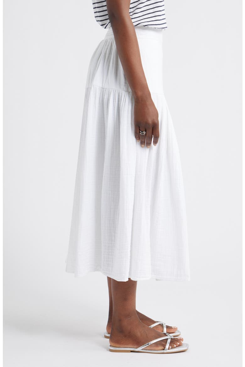 Cotton Gauze Midi Skirt, Alternate, color, WHITE