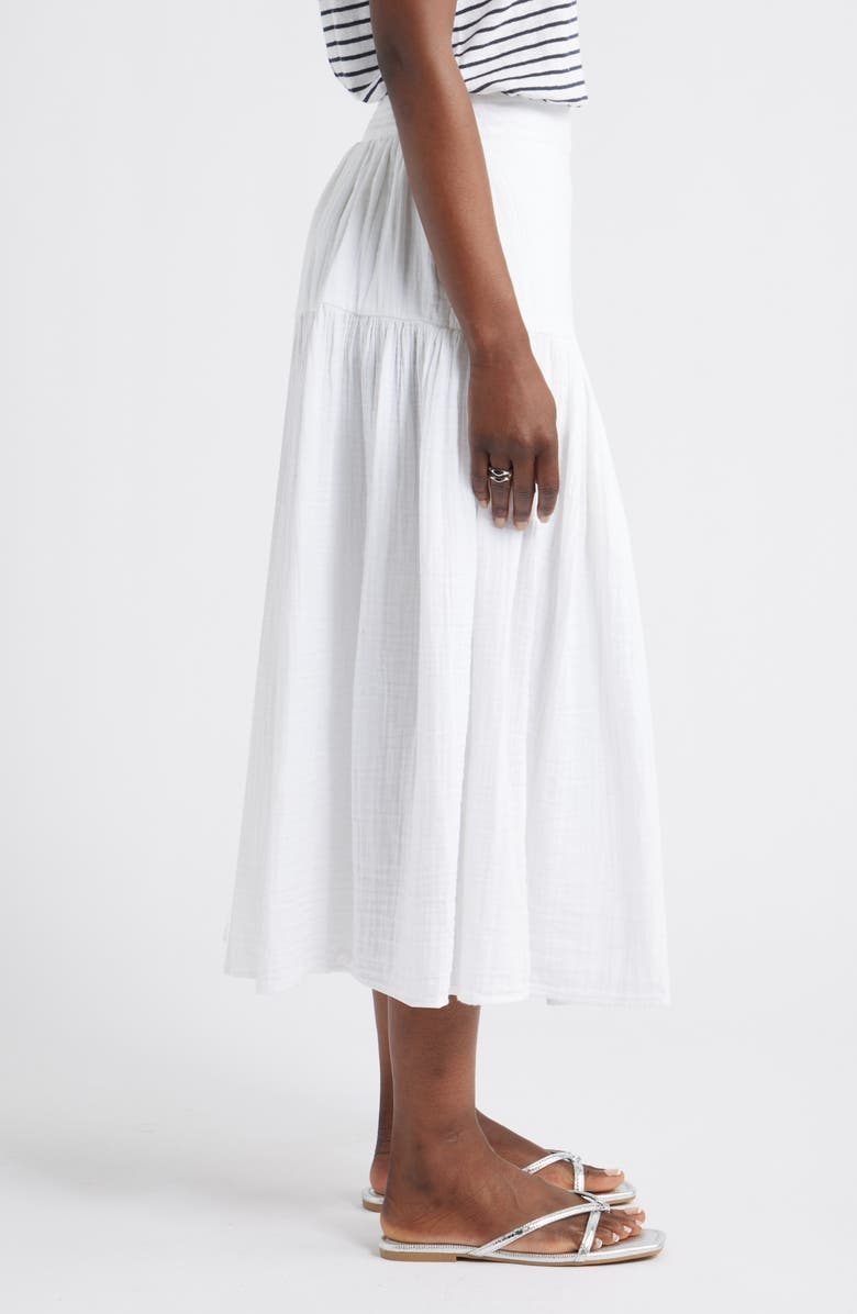 Caslon<sup>®</sup> Cotton Gauze Midi Skirt, Alternate, color, White