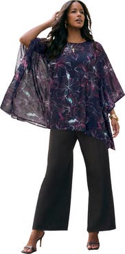 Roaman's Georgette Poncho (plus)