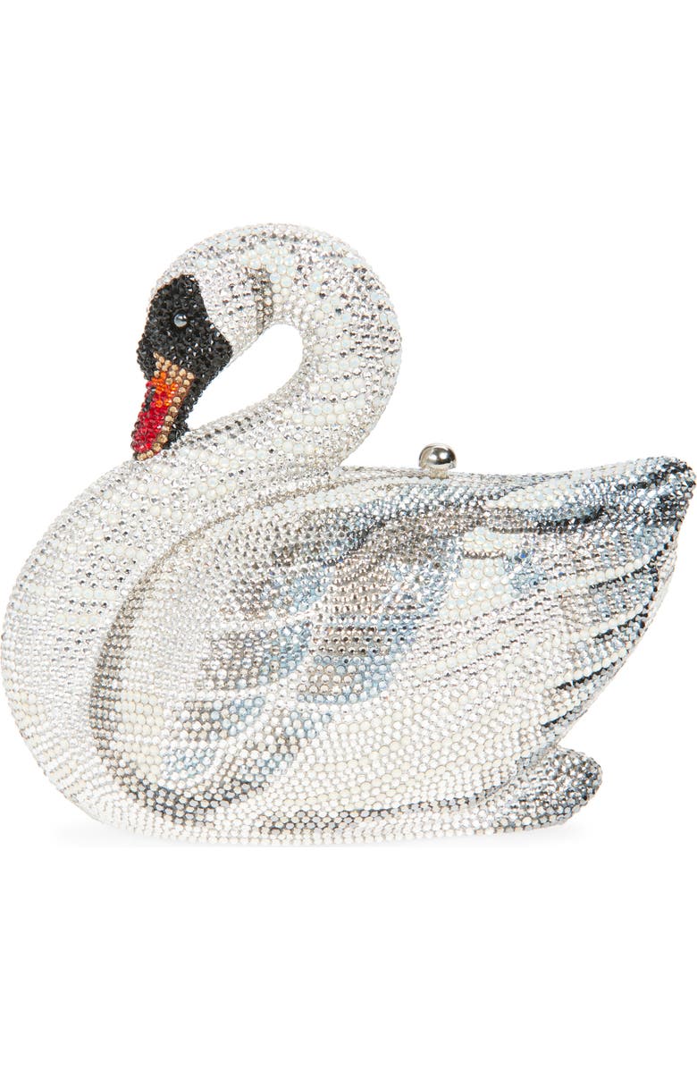 JUDITH LEIBER COUTURE Swan Odette Crystal Embellished Novelty Clutch, Main, color,