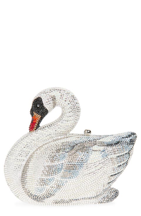 Swan Odette Crystal Embellished Novelty Clutch