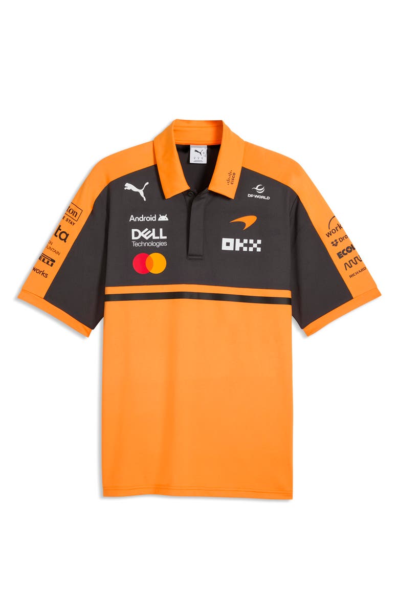 PUMA McLaren Graphic Logo Print Replica Regular Fit Polo, Alternate, color, Papaya