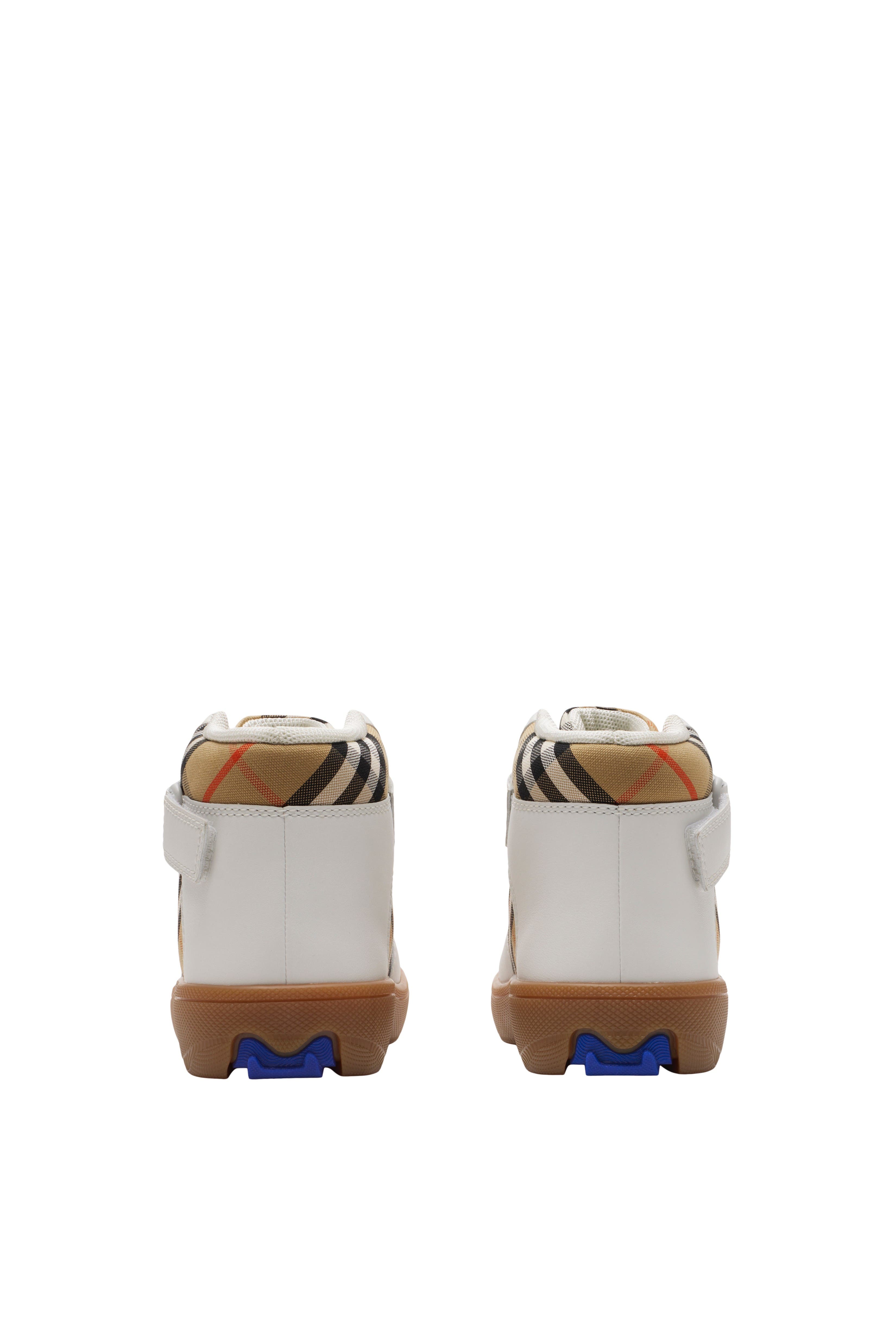 Burberry Check and Leather High-top Sneakers, Alternate, color, 