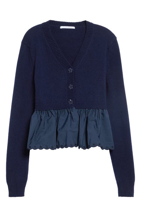 Peplum Recycled Cashmere Blend Cardigan
