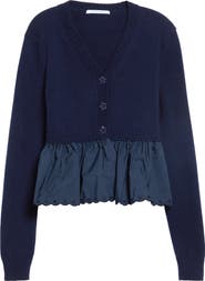 Cecilie Bahnsen Peplum Recycled Cashmere Blend Cardigan