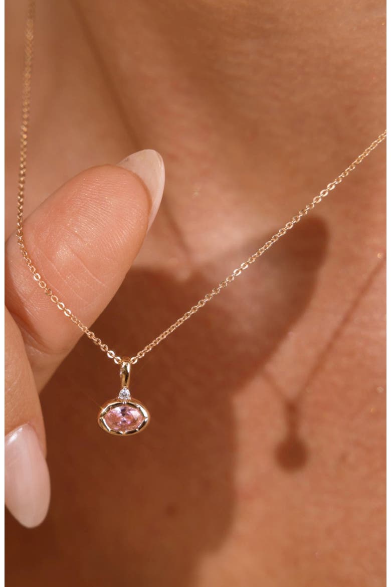 Oval Birthstone Charm Necklace, Alternate, color, Gold Vermeil - October