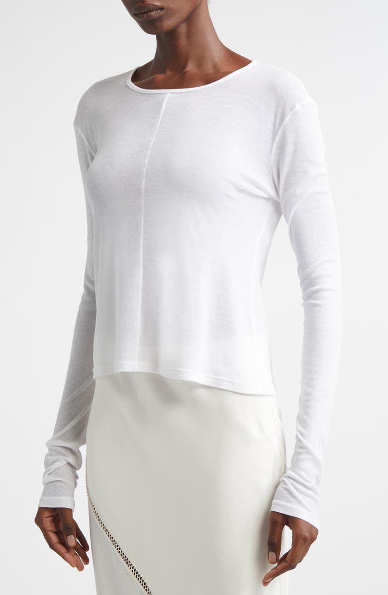 Diotima Veil Long Sleeve Cotton Knit Top, Alternate, color, White