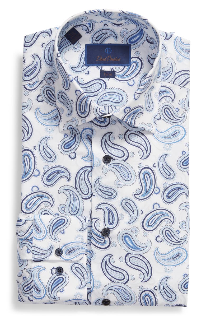 David Donahue Trim Fit Paisley Dress Shirt, Alternate, color,