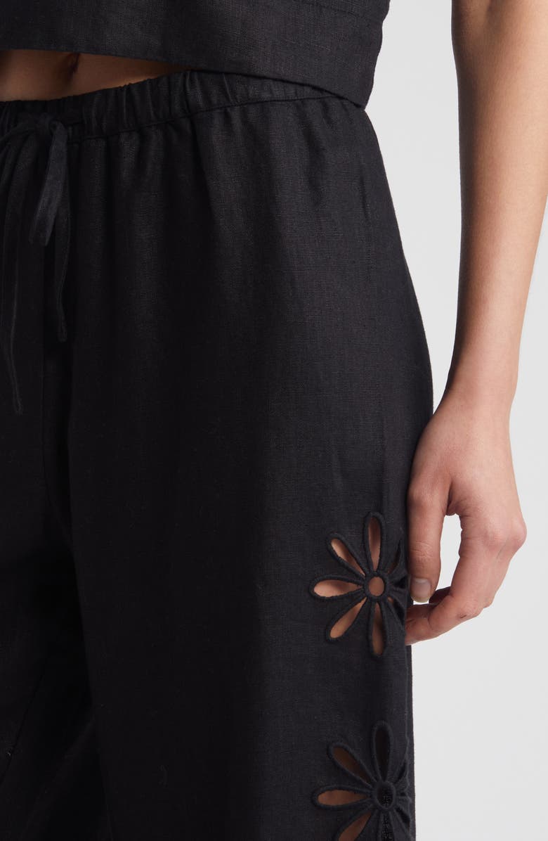 Rails Emmie Linen Drawstring Pants, Alternate, color, Black Eyelet