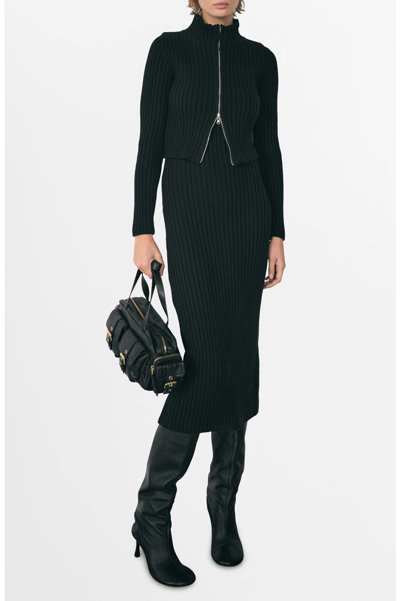 Sleeveless Knit Dress & Cardigan Set, Main, color, BLACK