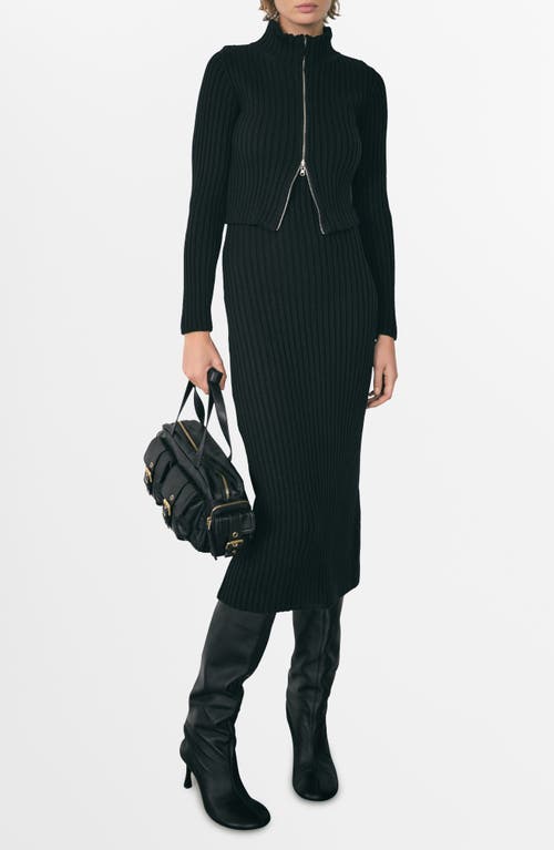 Shop Mango Sleeveless Knit Dress & Cardigan Set In Black