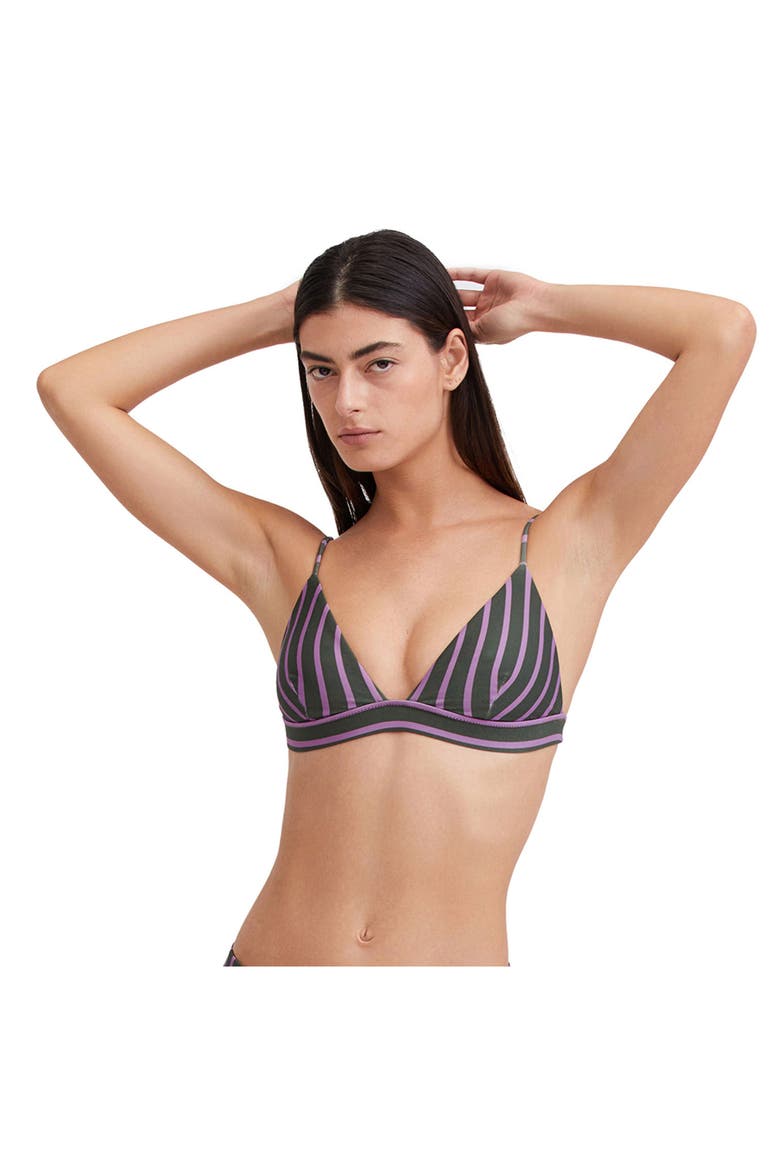 Textured Triangle Bikini Bra Swim Top, Main, color, DARK OLIVE