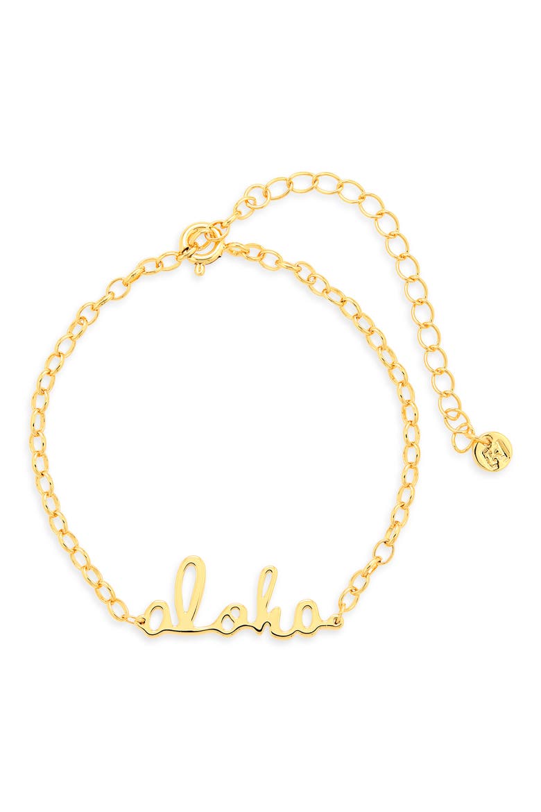 Simply Aloha Charm Chain Bracelet, Main, color, GOLD