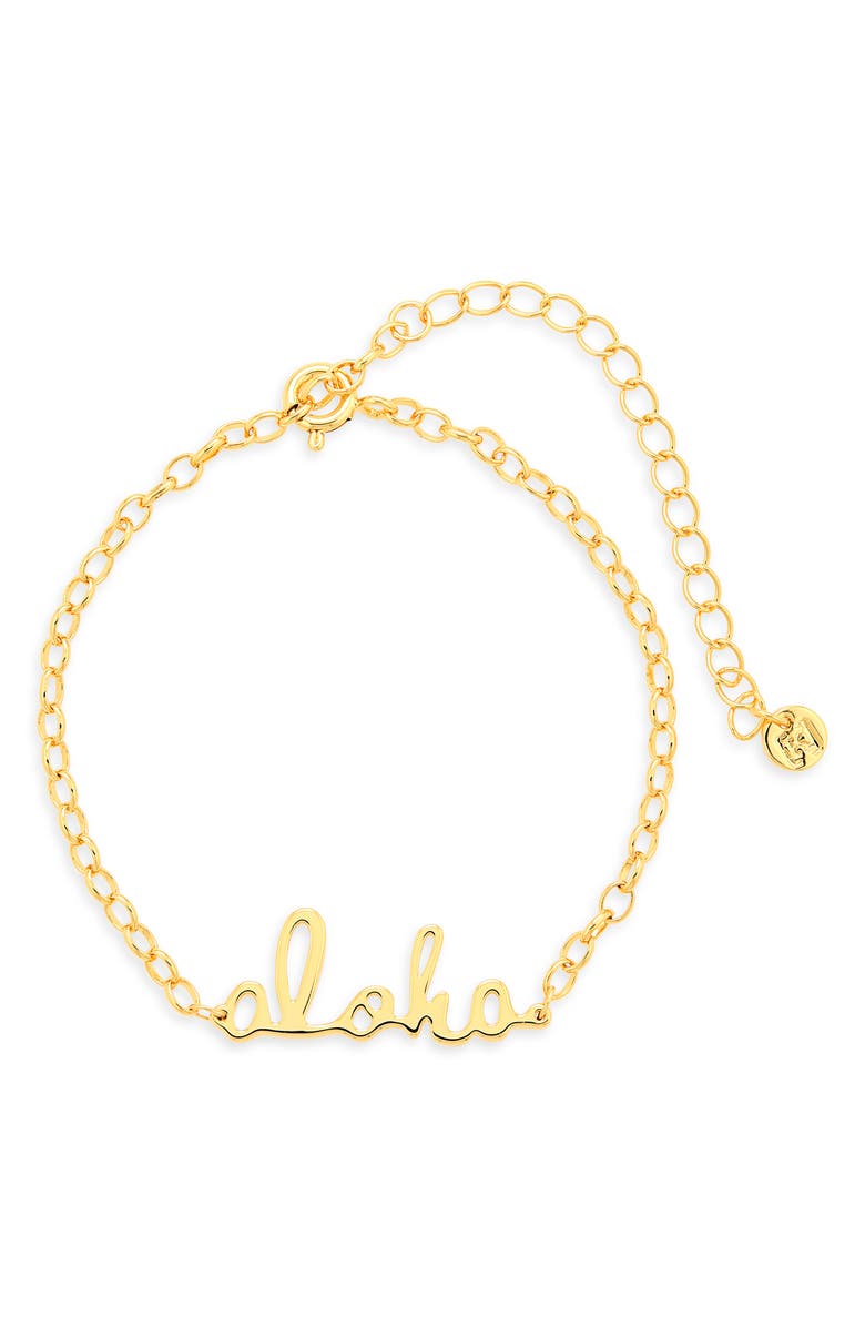 Kiara by Ki-ele Simply Aloha Charm Chain Bracelet, Main, color, Gold