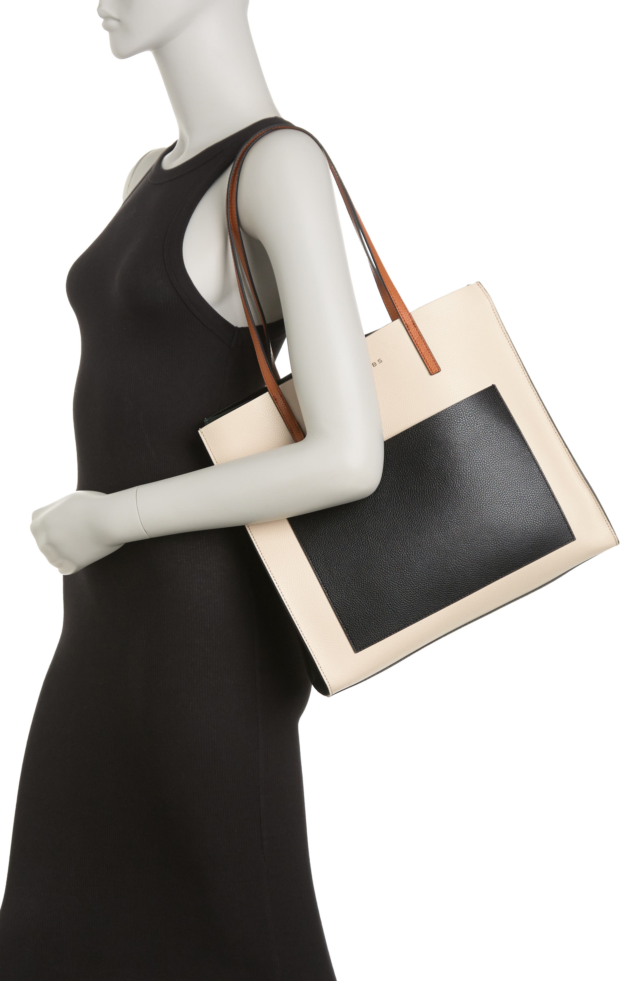 Grind Colorblock Leather Tote Bag, Alternate, color, SANDSHELL MULTI