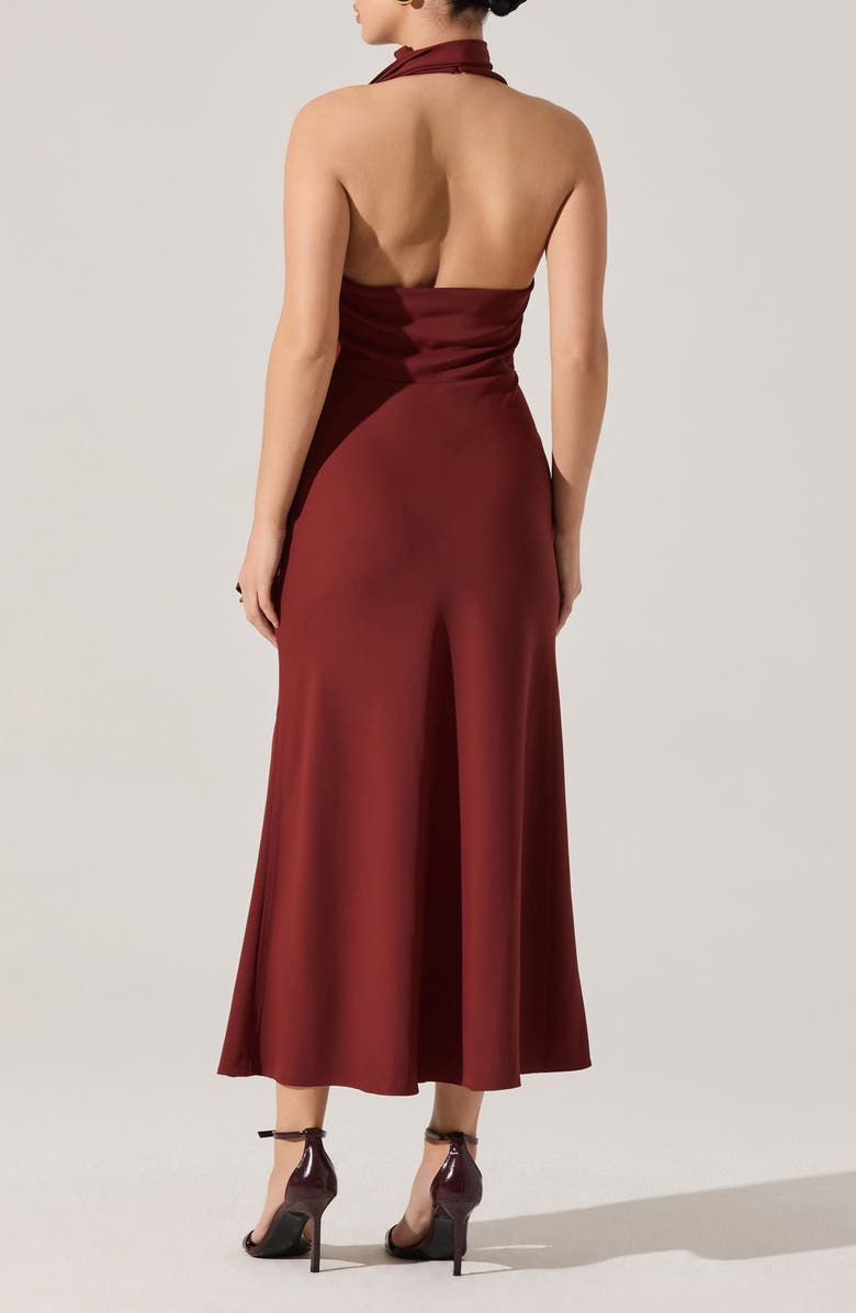 ASTR the Label Hilaire Halter Neck Dress, Alternate, color, Rust Brown