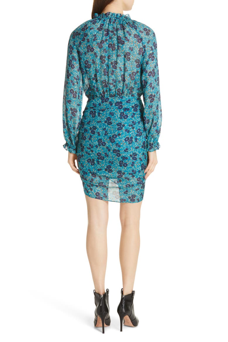 Becky Floral Print Silk Dress, Alternate, color, TURQUOISE MULTI