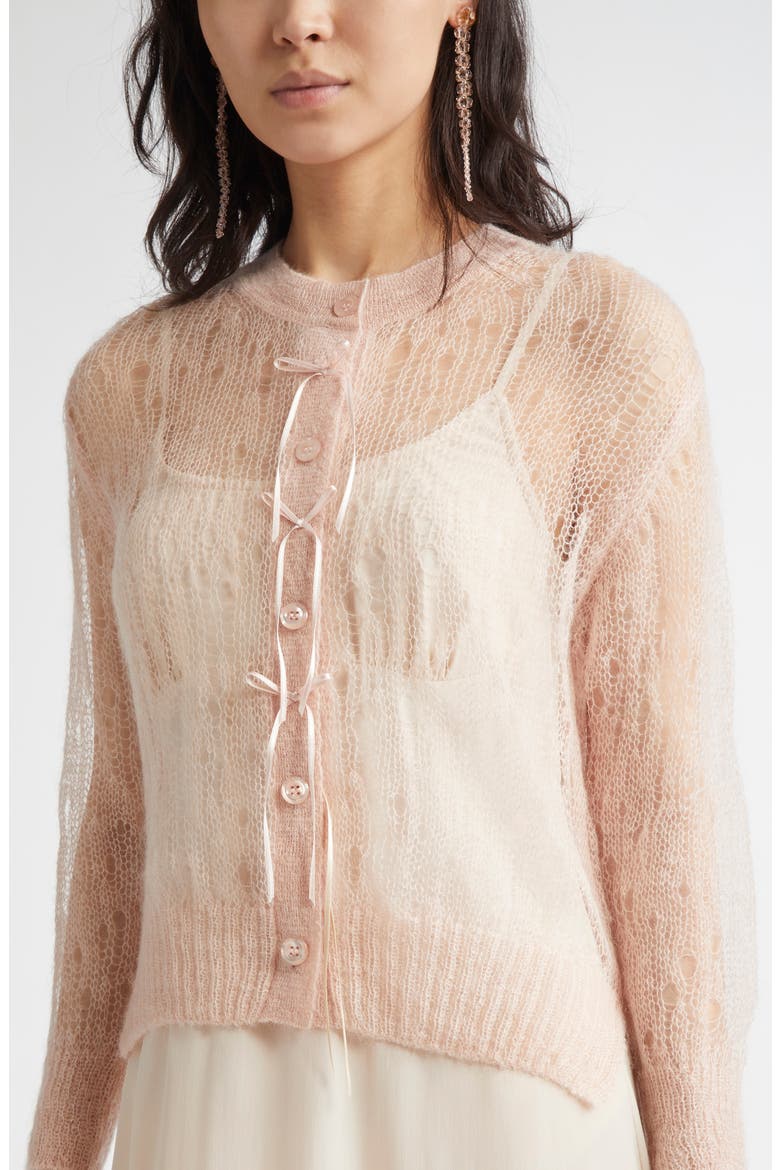 Crop Superkid Mohair & Merino Wool Blend Cardigan, Alternate, color, POWDER PINK/ POWDER PINK