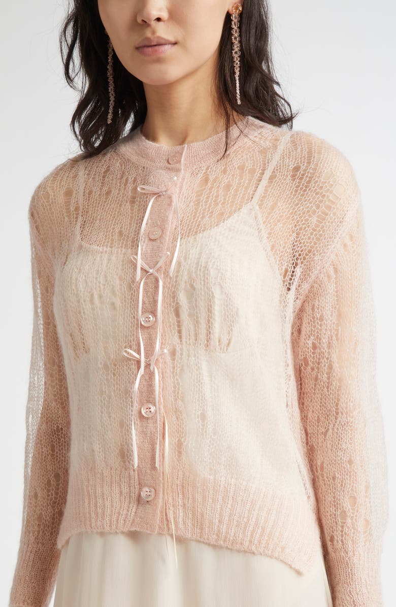 Simone Rocha Crop Superkid Mohair & Merino Wool Blend Cardigan, Alternate, color, 