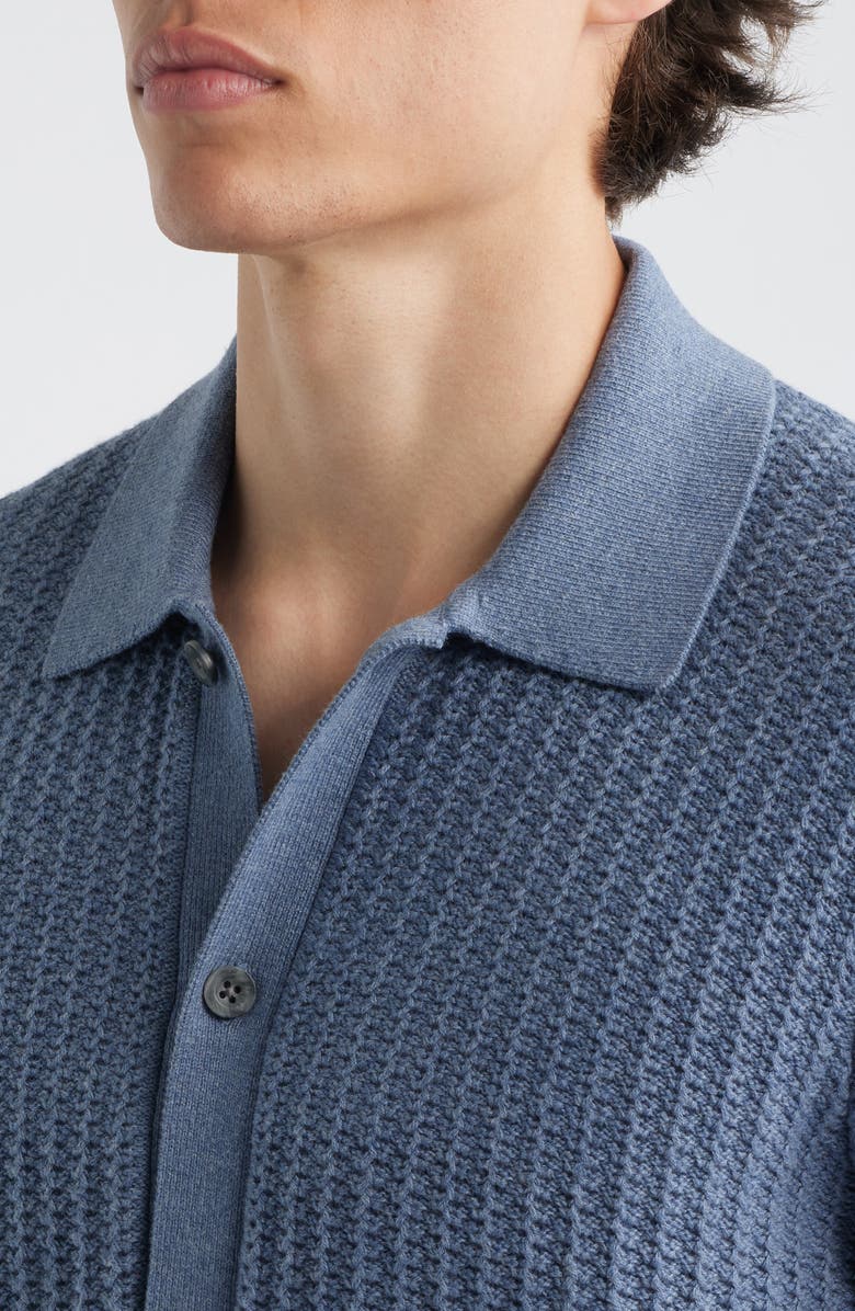 Vince Short Sleeve Cashmere & Cotton Cardigan, Alternate, color, Heather Venice Blue