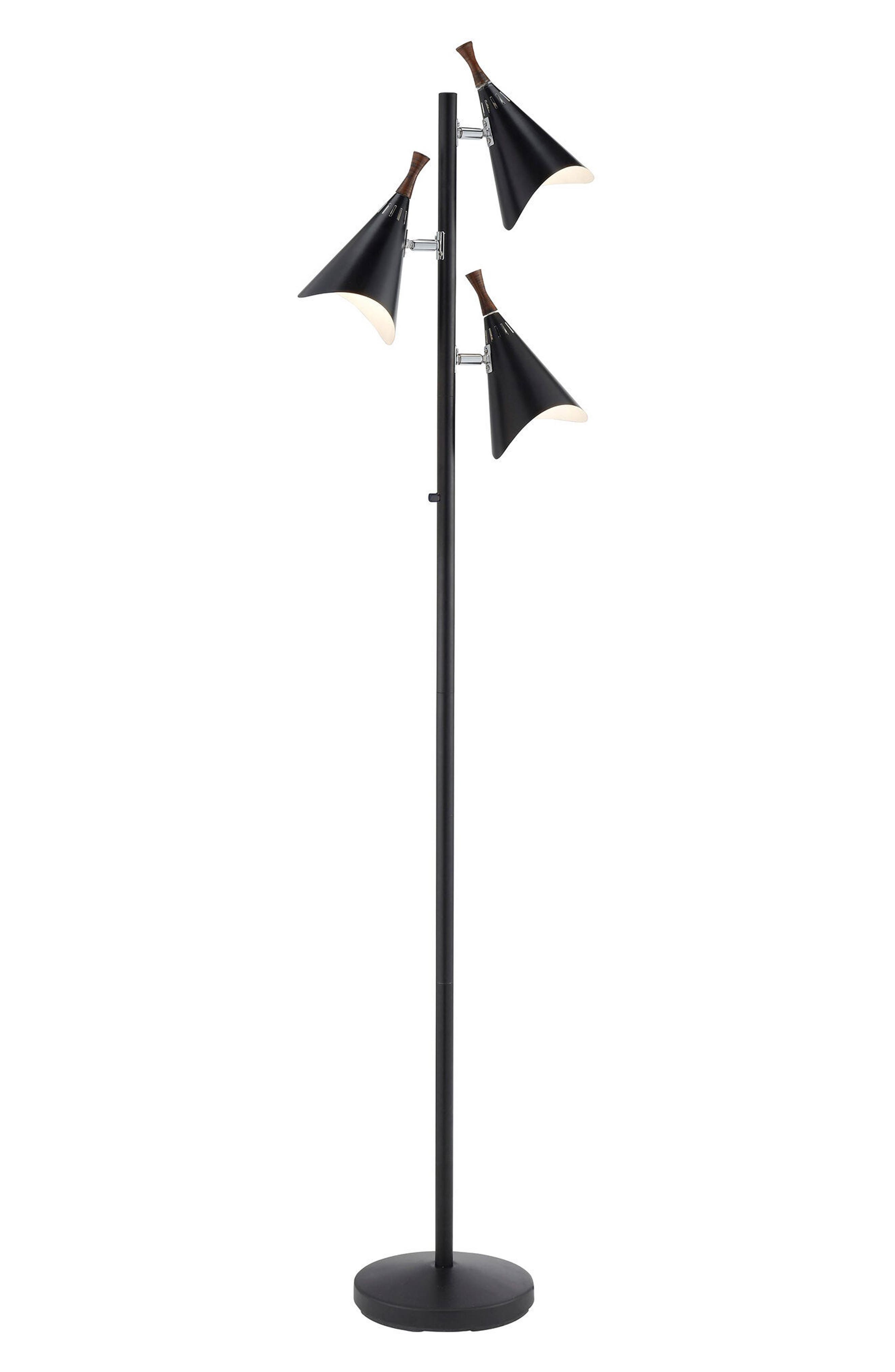 ADESSO LIGHTING Draper Tree Floor Lamp in Black With Brushed Steel 