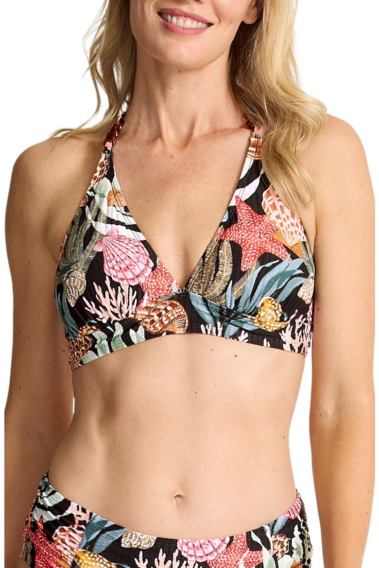Shell Sands Halter Bikini Top, Main, color, BLACK