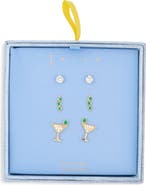 Leith Set of 3 Cubic Zirconia Martini Stud Earrings
