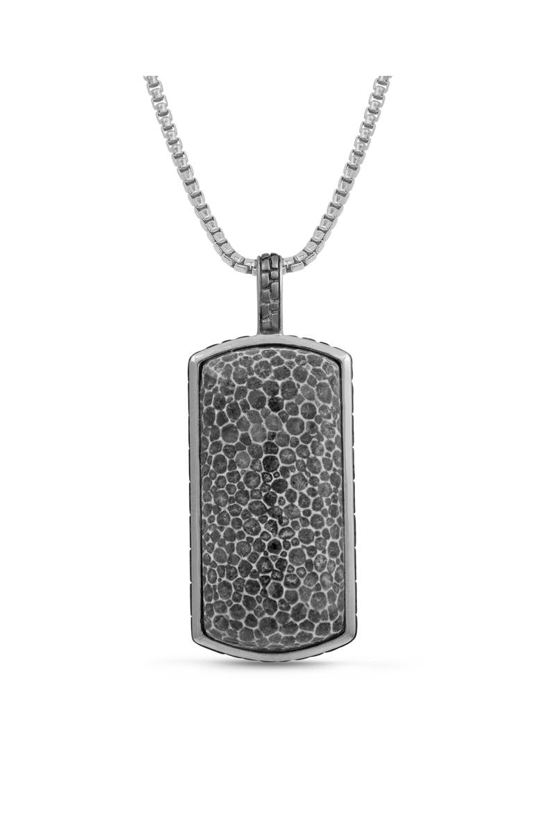 LuvMyJewelry Fossil Agate Sterling Silver Men Tag Necklace, Main, color, Silver