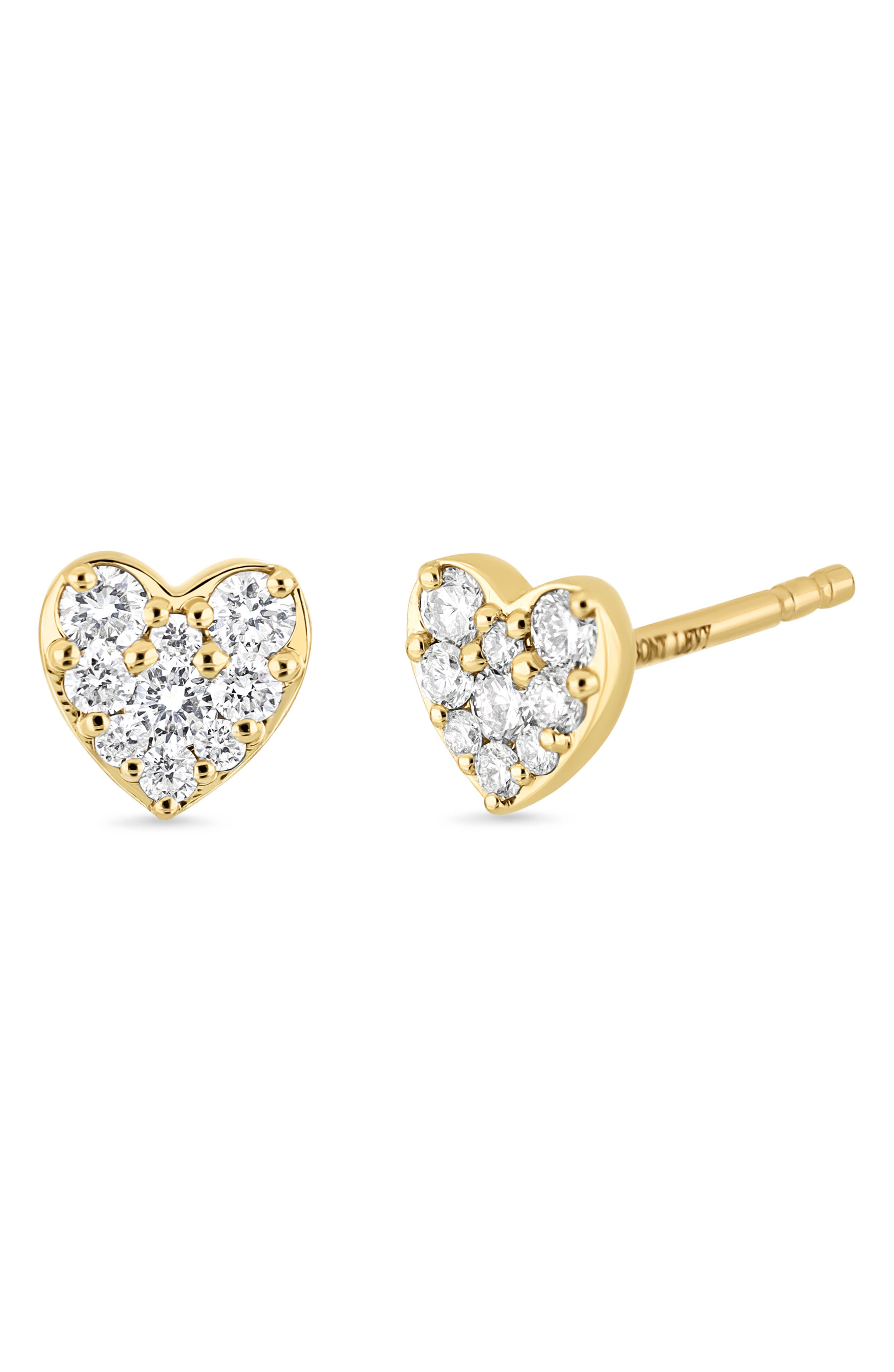 Mika 18k Gold Diamond Heart Stud Earrings