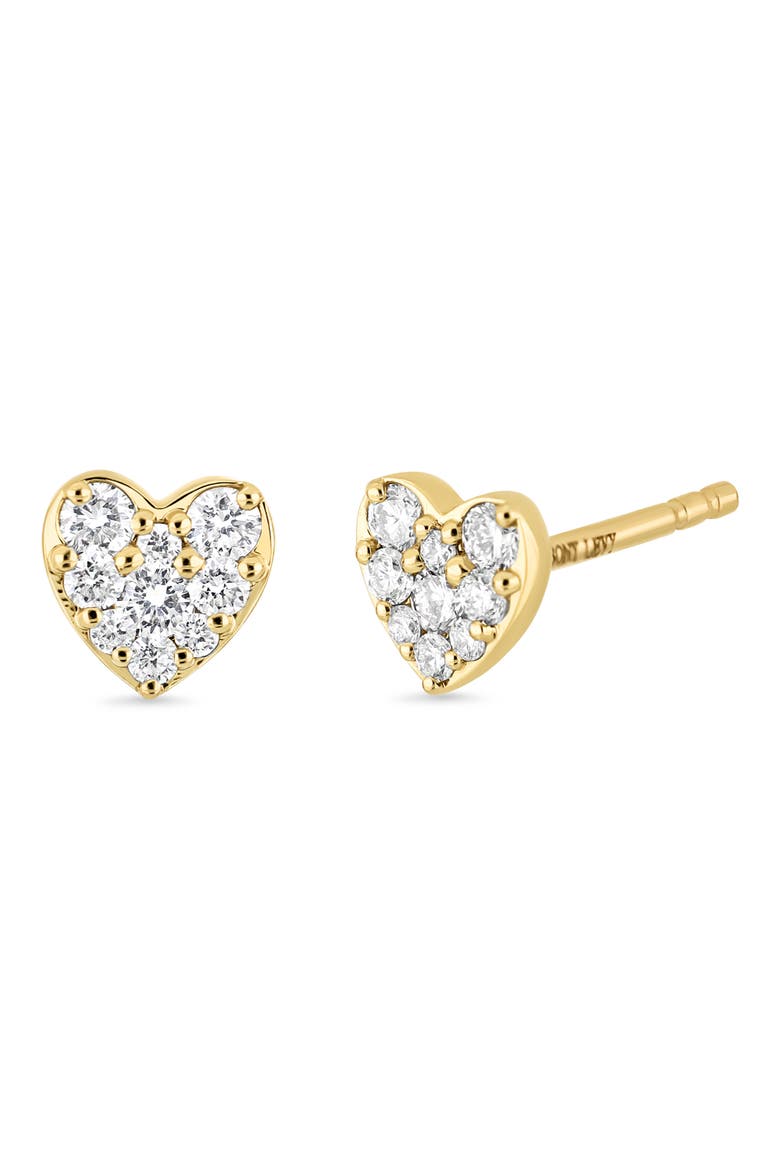 Mika 18k Gold Diamond Heart Stud Earrings, Main, color, 18KY